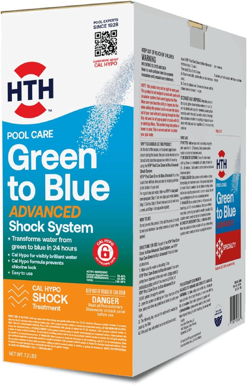 HTH 52038 Swimming Pool Care Green to Blue, Advanced Shock System, 2-Step Swimming Pool Care Solution, 1 Kit - Image 1